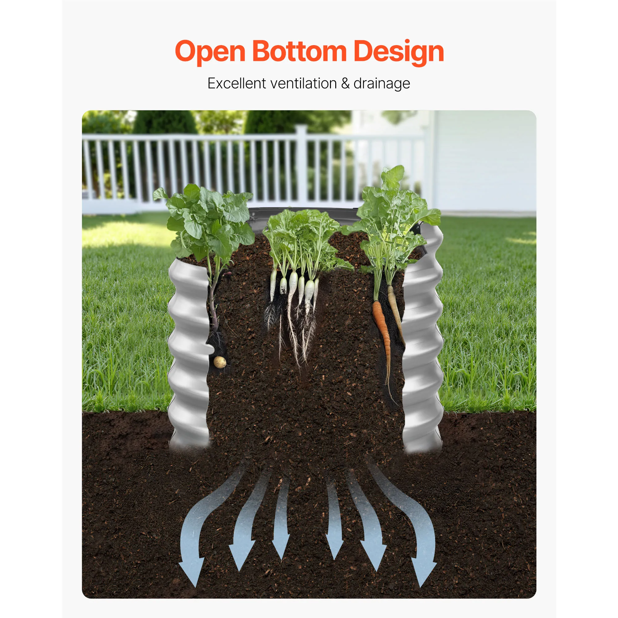 Metal Raised Garden Bed, 4 x 2 x 2 ft Oval Outdoor Galvanized Planter Garden Box, Open Bottom Design, Large Planter Raised Bed f