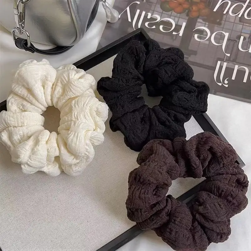 2pcs Solid Color Puff Pleated High Elasticity Diameter 11CM Large-Sized Headband