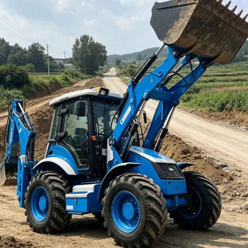 Customized Backhoe Loader Compact Industrial Machinery Earthmoving Tool Reliable Hydraulic System Front Loader Bucket Land Prep