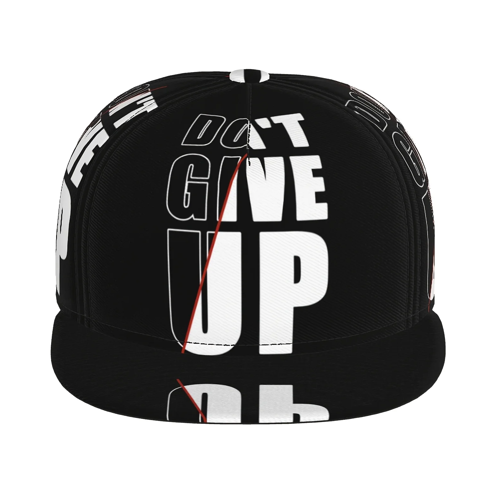 Unisex Adjustable Snapback Baseball Cap with "Don't Give Up" Motivational Lettering - Lightweight 100% Polyester Flat Brim Hat