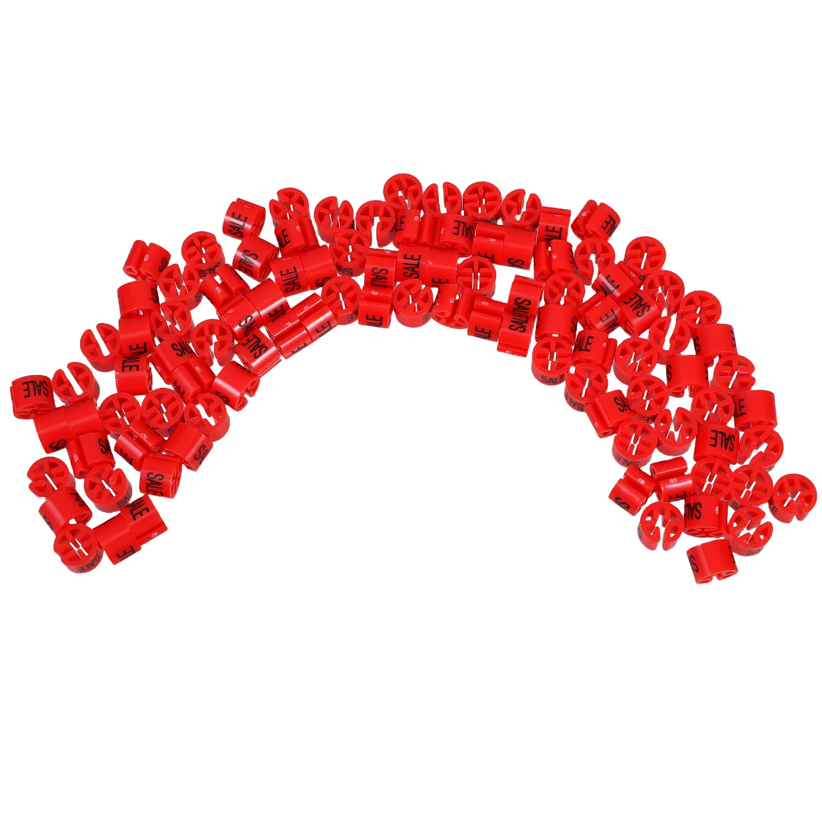 

100Pcs Color-Coding Sizes Tags Bright Red Plastic Snap Fasteners for Hangers Efficient Clothing Sorting Reusable Sale Markers