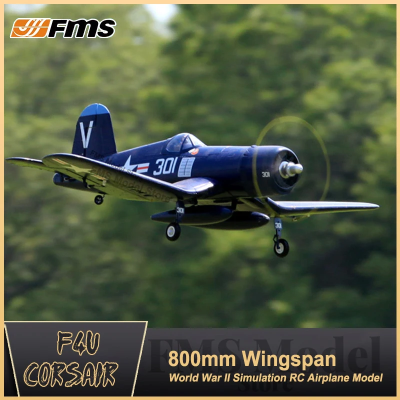 FMS 800mm F4U Corsair V2 RC Airplane Blue PNP Radio Control Warbird Brushless ESC RC Model Plane Aircraft Outdoor 6 Minutes