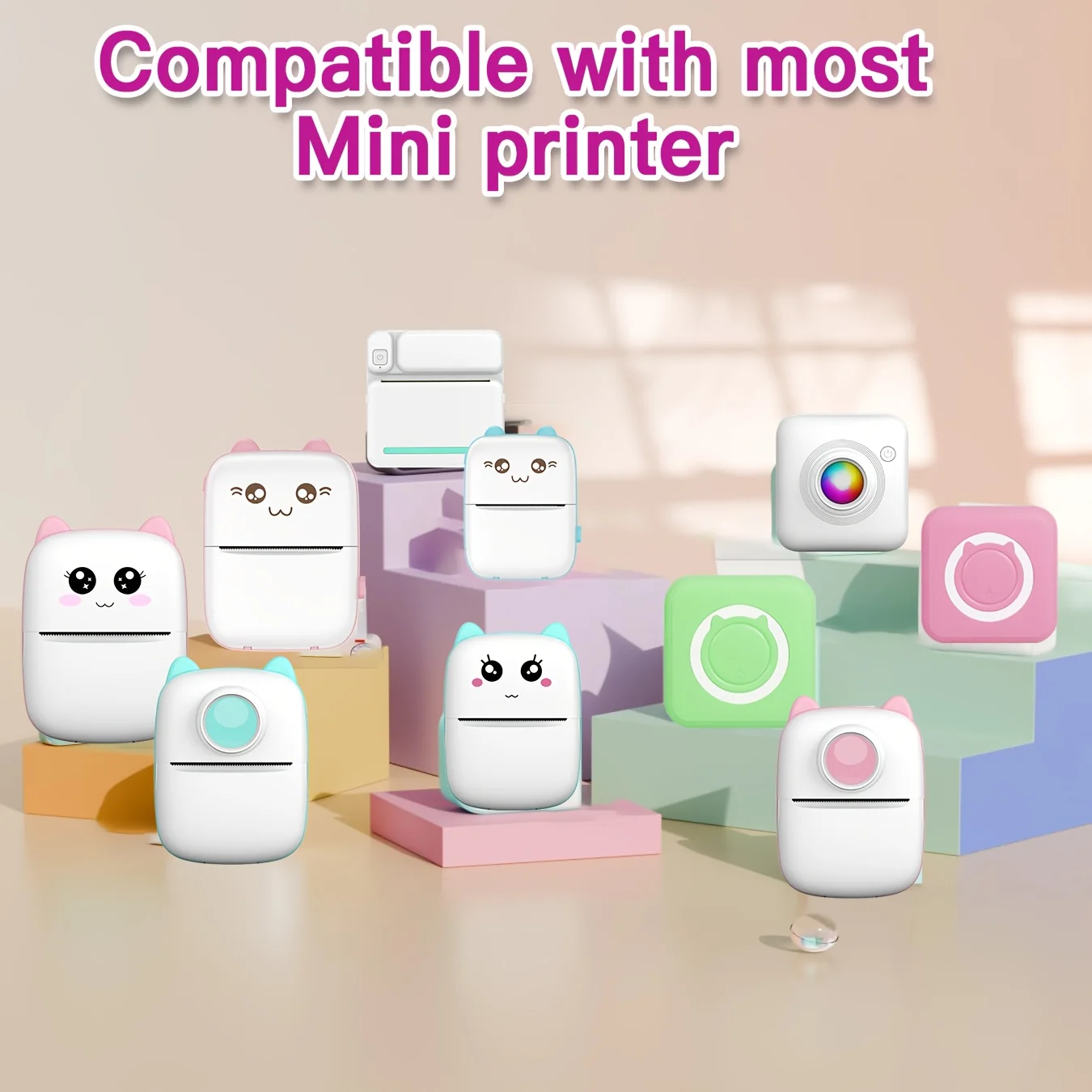 ورق حراري ملون شفاف M02، نص Phomemo الملون على خلفية شفافة، لفة ورق لاصقة شفافة لـ M02