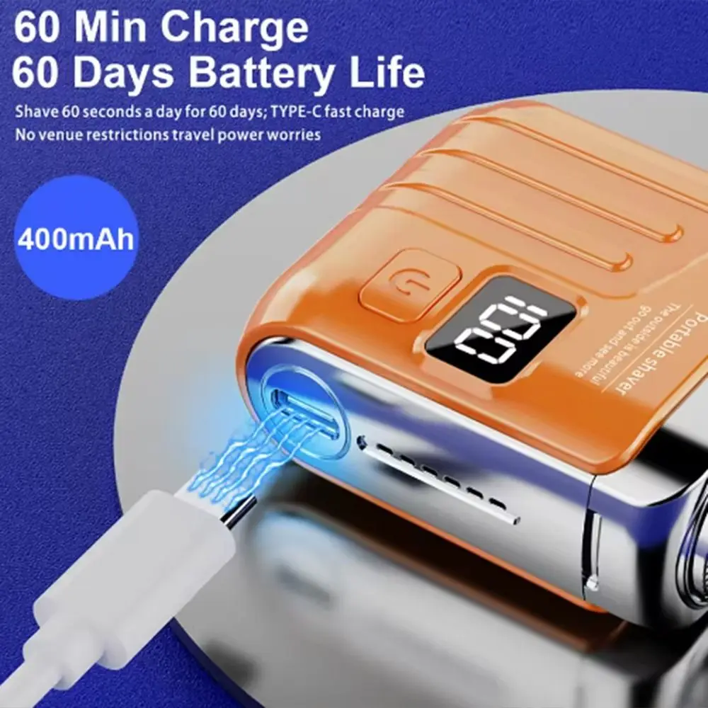 

Magnetic Double Head Razor Ultra Clean with Digital Display Mini Electric Shaver Washable Quiet Operations Facial Beard Trimmer