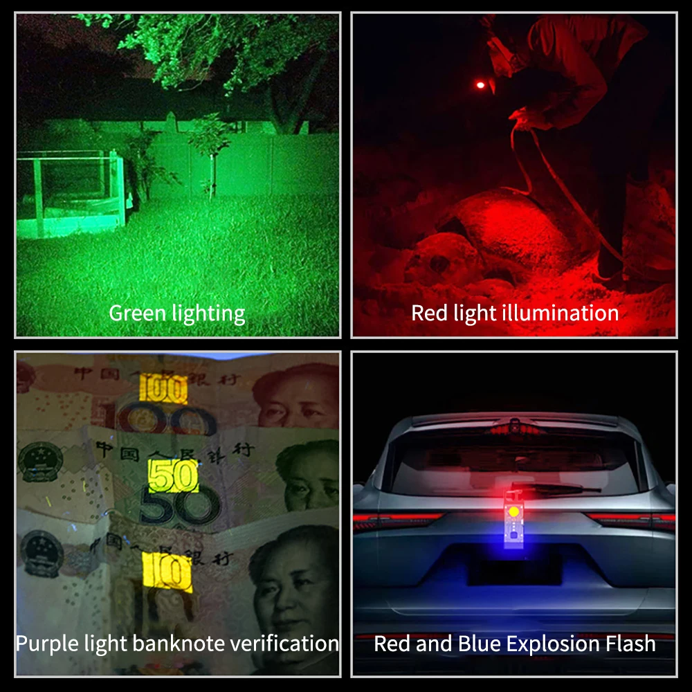 Mini LED 800LM Flashlight Keychain Multifunctional Portable COB Camping Lamps USB Charging Work Lights Fishing Lanterna for Camp