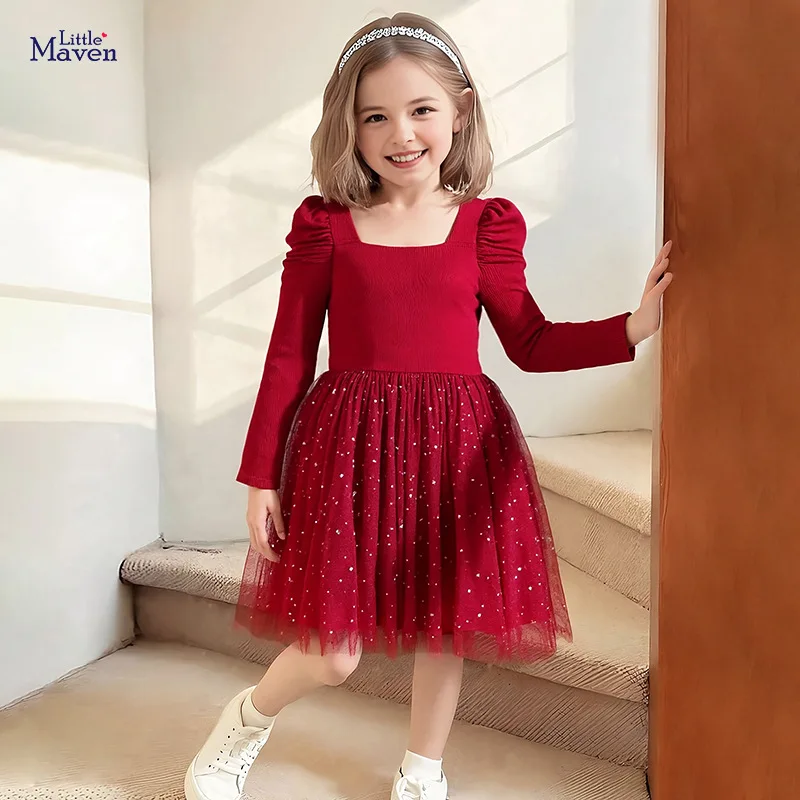 

Autumn Girls Princess Dress Fashionable Children's Dress Long Sleeve Mesh Children's Dress