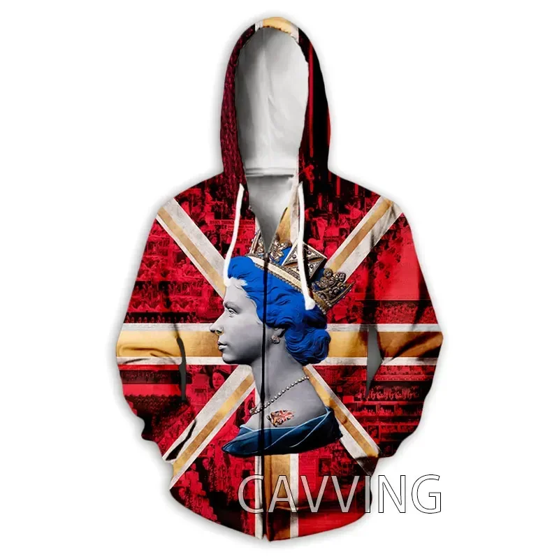 New Fashion 3D Print  Queen Elizabeth II   Zipper Hoodies Zip Up Hooded Sweatshirts Harajuku Hoodie Hip Hop Sweatshirts