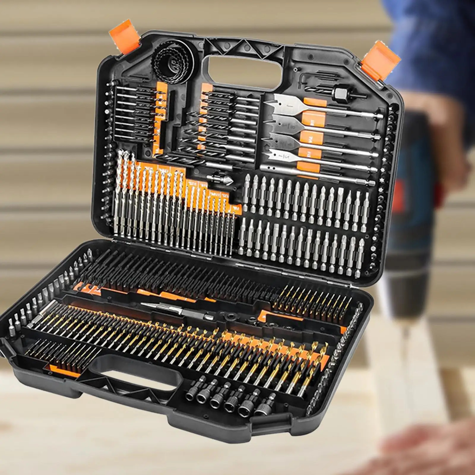 246 Pieces HSS Drill Driver Bit Set with Storage Case Wood Metal Cement Metalworking for Wood Metal Home Repair