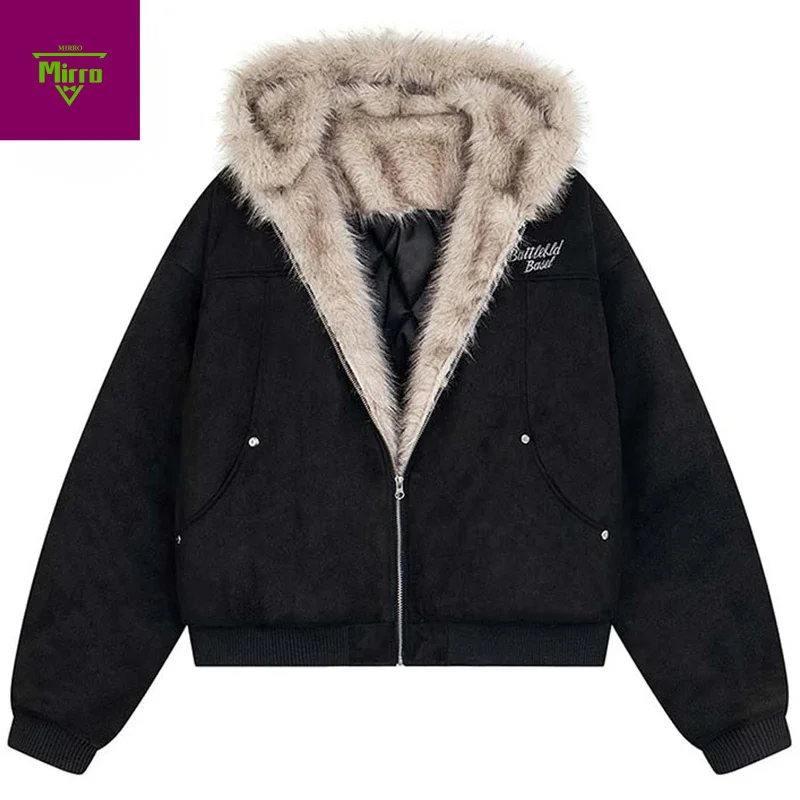 

Мужские зимние куртки с меховым воротником, утепленные парки, пальто, винтажные замшевые стеганые куртки, уличная одежда, куртки большого размера в стиле Харадзюку