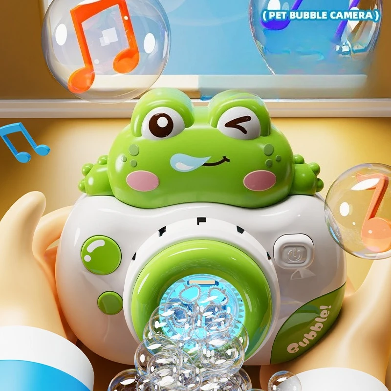 Kawaii Baby Bubble Machine Camera Bath Toys Handheld Fully Automatic Bubble Gun Toys for Kids Summer Outdoor Play Holiday Gifts