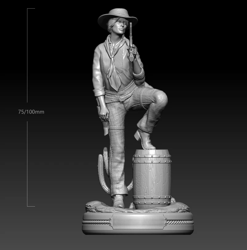 

1/24 75mm 1/18 100mm Resin Model Female Cowboy Figure Sculpture Unpainted No Color RW-826