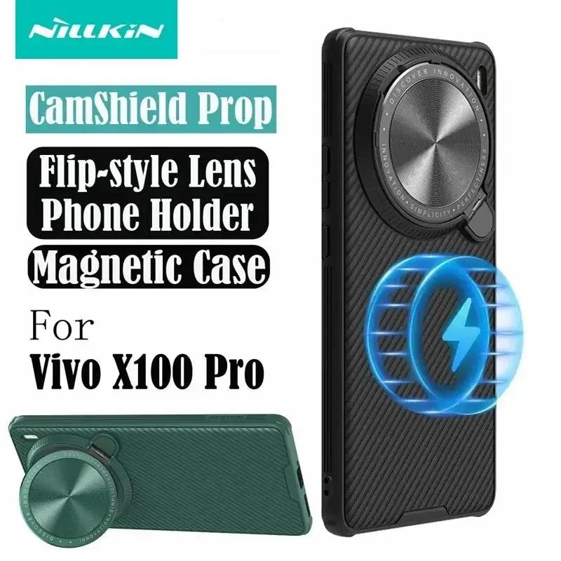 For Vivo X100 Pro Case NILLKIN Magnetic CamShield Prop TPU + PC Flip-style Lens Protection Anti-Drop Cover For VIVO X100 Pro