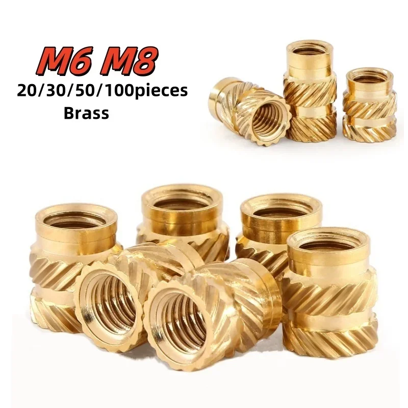 20/30/50/100Pcs Insert Nut M6 M8 Brass Knurled Nut  Insert Knurled Nuts Threaded Insert Nut  for 3D Printer Nuts