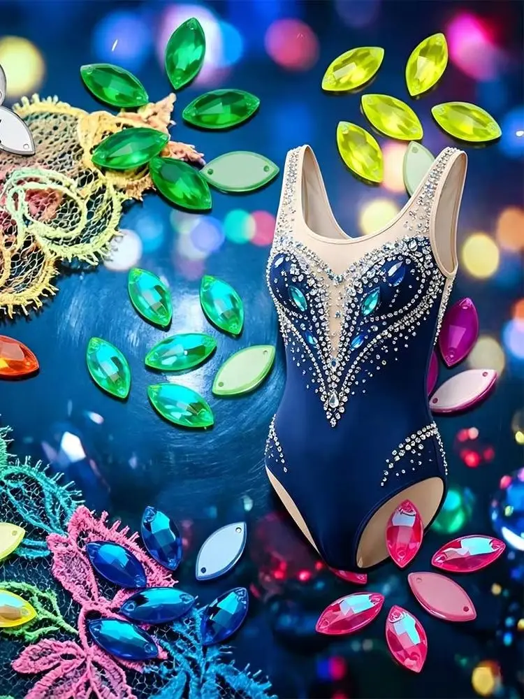 3223 Navette Neno Fluoreszierende Leuchtende Acryl-Nähsteine, abgeschrägte Kristallsteine für Jacken und Kleidung – Detail 12