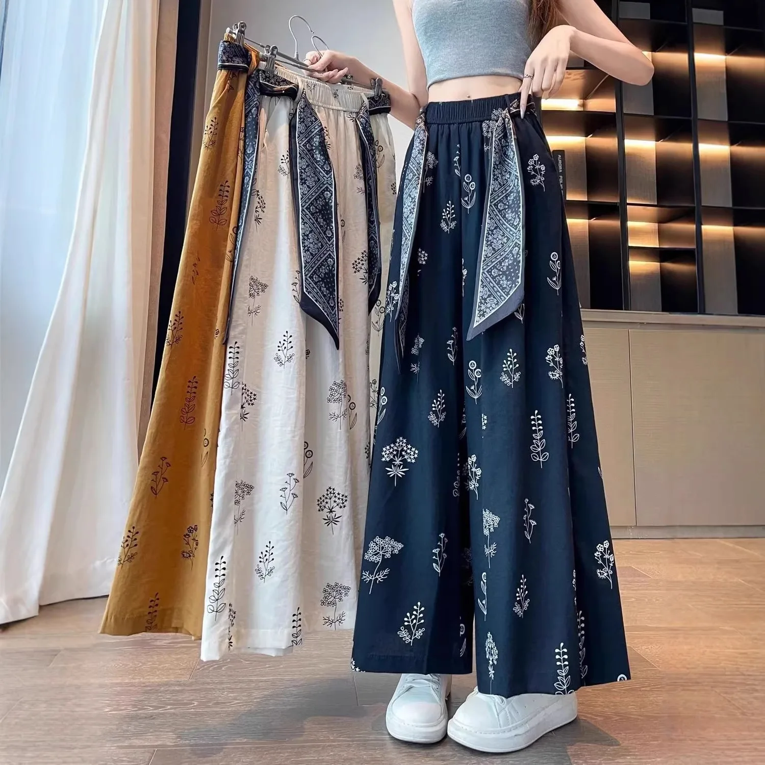 Pantaloni Comodi Retrò da Donna, Stampati, Sottili, Eleganti per l'Ufficio, Nuova Collezione alla Moda e Traspirante