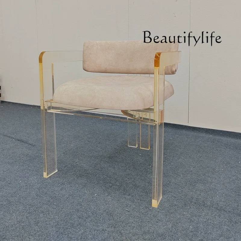 Acrylic transparent back chair supports customized acrylic light luxury style chair home living room dining room decoration