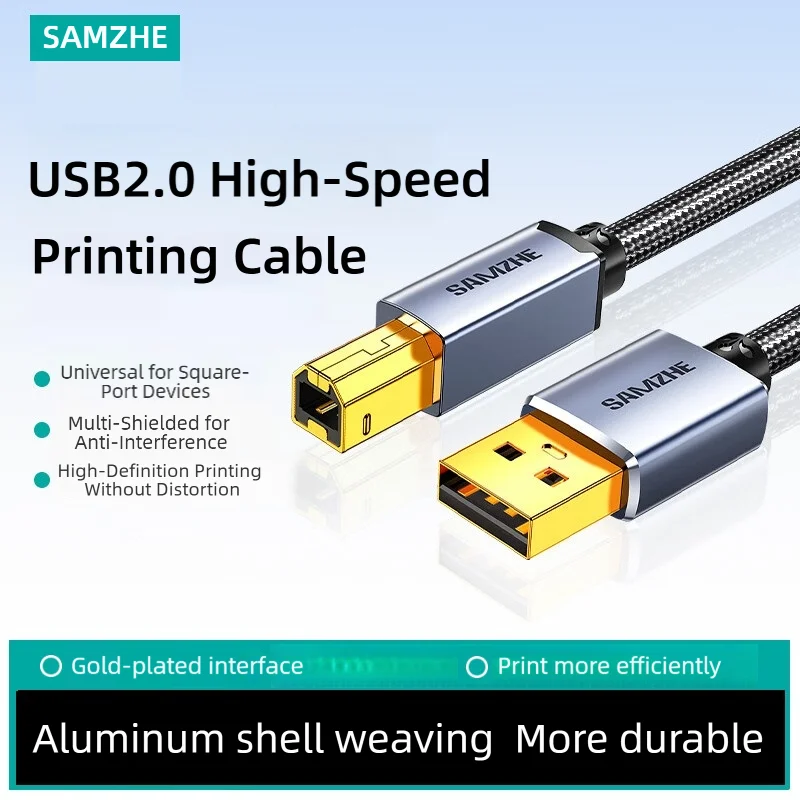 SAMZHE USB-printerkabel USB Type B Male naar A Male USB 3.0 2.0 Kabel Driver-vrij voor Canon Epson HP Printer DAC USB-printer