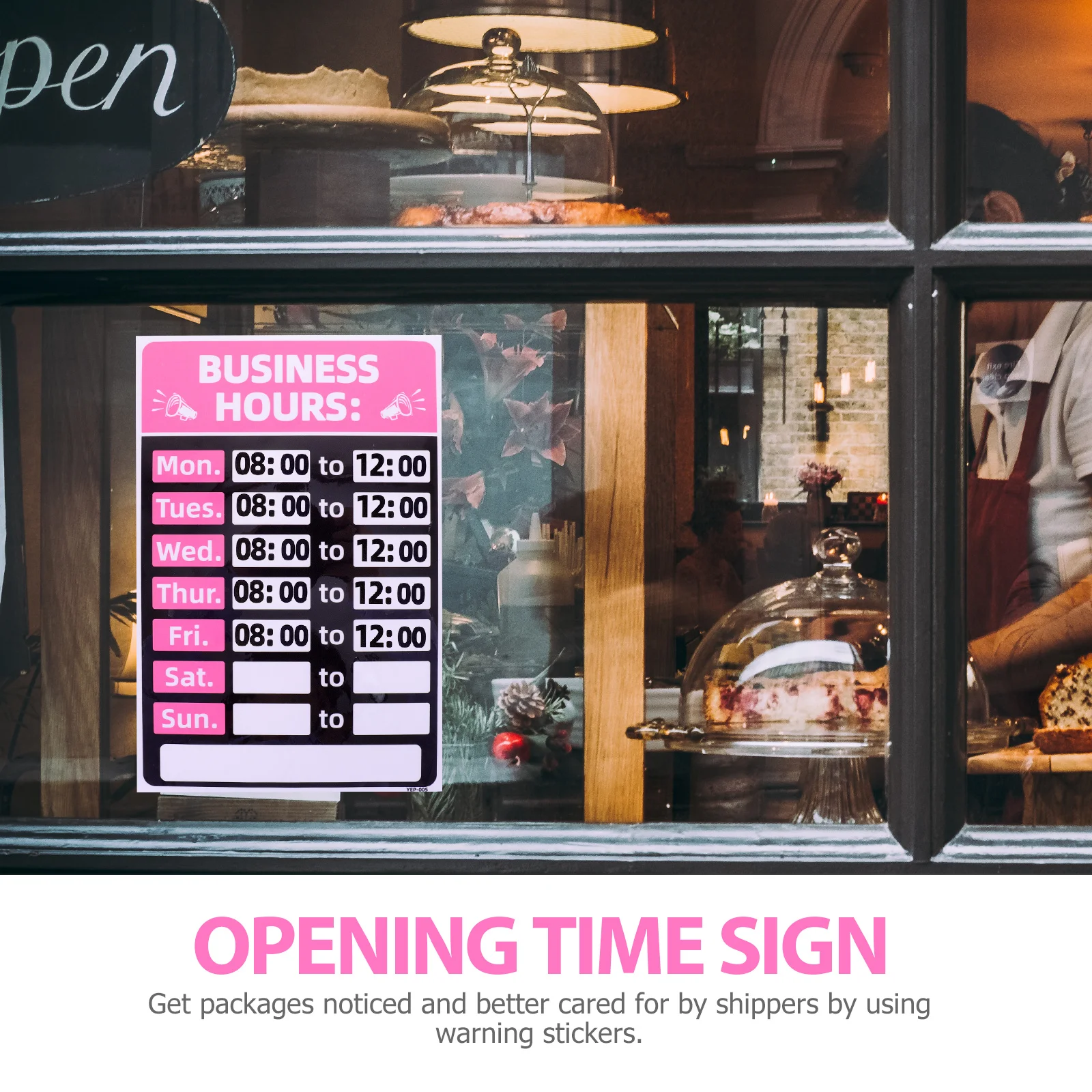 

2Pcs Opening Hours Signs Self-Adhesive Business Hours Sign Decal Oilproof Waterproof for Coffee Shop Barber Shop Beauty Parlour