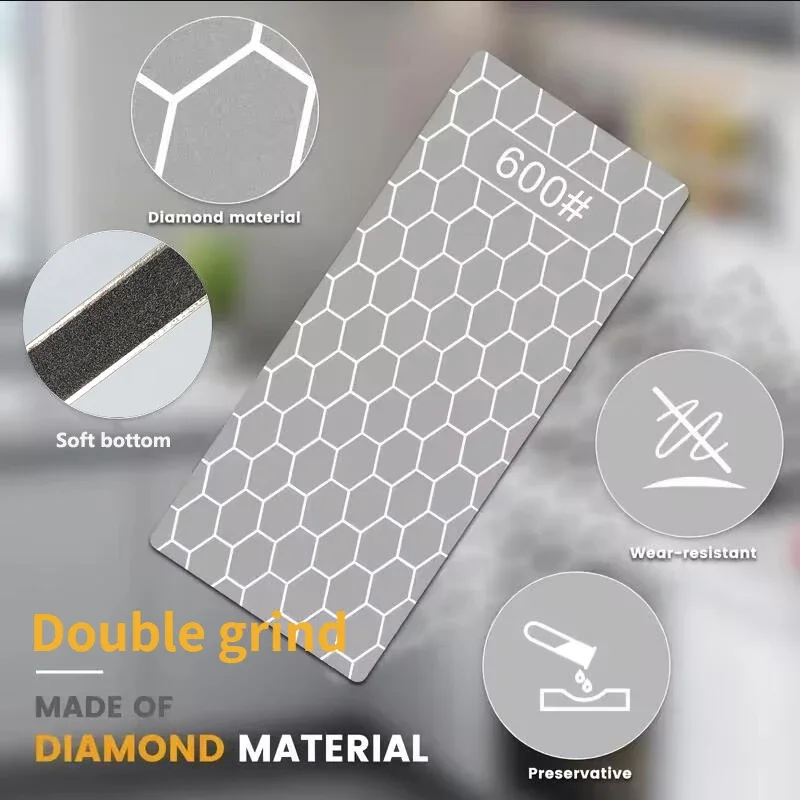 

Double-Side Soft Base Diamond Sharpening Stone Whetstone Knife KitchenGrit Chef Knife Grinding Sharpener Stone Bars Kitchen Tool