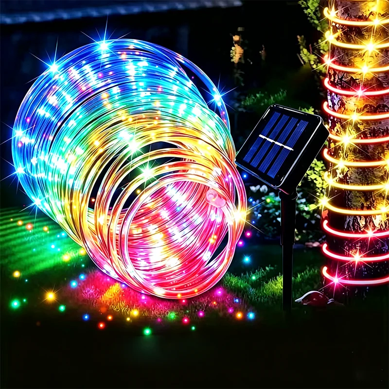 Outdoor Solar Light Tube Light 8 Modes IPX4 Solar String Light for Swimming Pool Wedding Christmas Courtyard Path Decoration