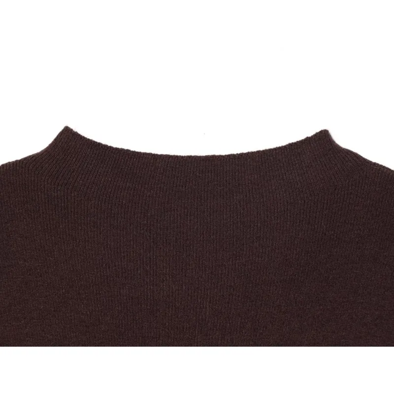 Femmes Simple tricot pull demi col haut automne femmes tricot à manches longues pull femme Base hauts