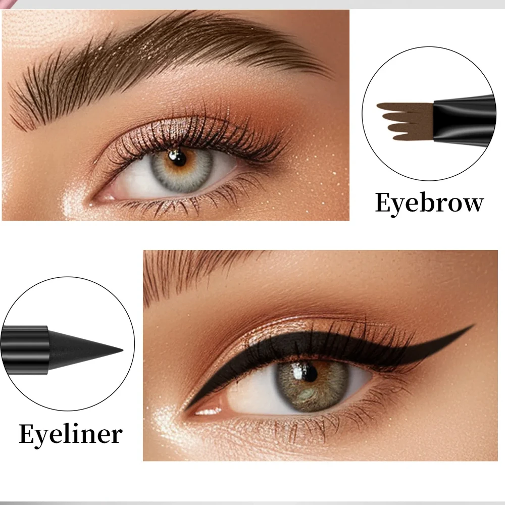 4 Fork Eyebrow Eyeliner Pencil Waterproof Liquid Wild Eyebrow Tattoo Pen Long Lasting Professional Korean Makeup Cosmetics