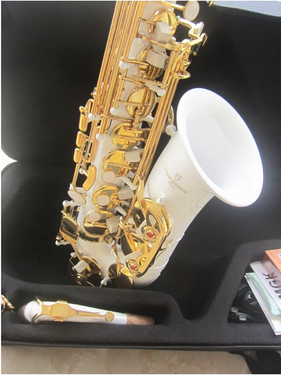 Professional Alto Saxophone A-992 E Flat Key White Gold Accented High-Quality Musical Instrument with Case