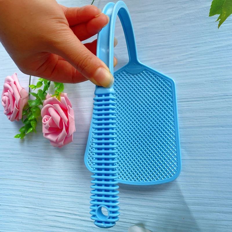 Raquette à mouches en plastique pour usage domestique, poignée épaisse et allongée, grande taille, manuelle, durable, pour mouches et moustiques, 1/5