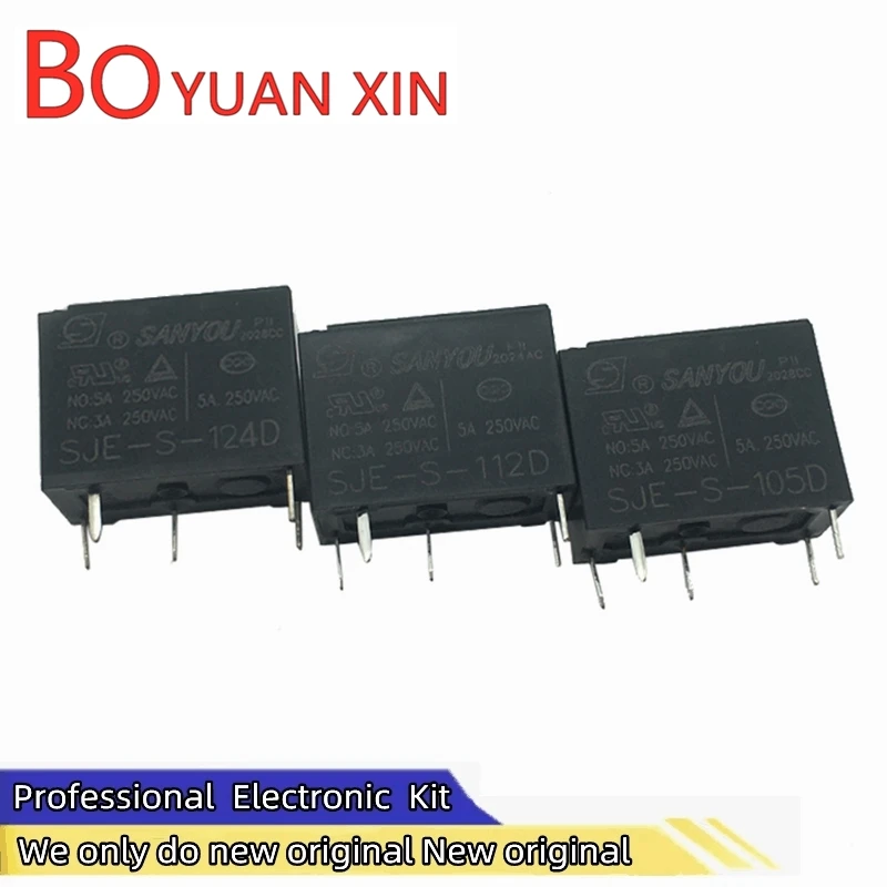 

New original SJE-S-112D 105D 124D SANYOU relays 5-pin 5A Replace HF33F-5-ZS3 12 24V Small power relay