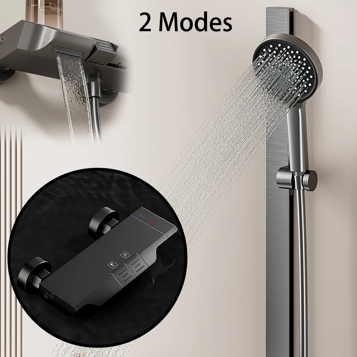 

Aluminum Shower System Bathroom Shower Faucet Set 2-way Rainfall Shower Set Shower Mixer Crane with Hand Shower Set Gray White