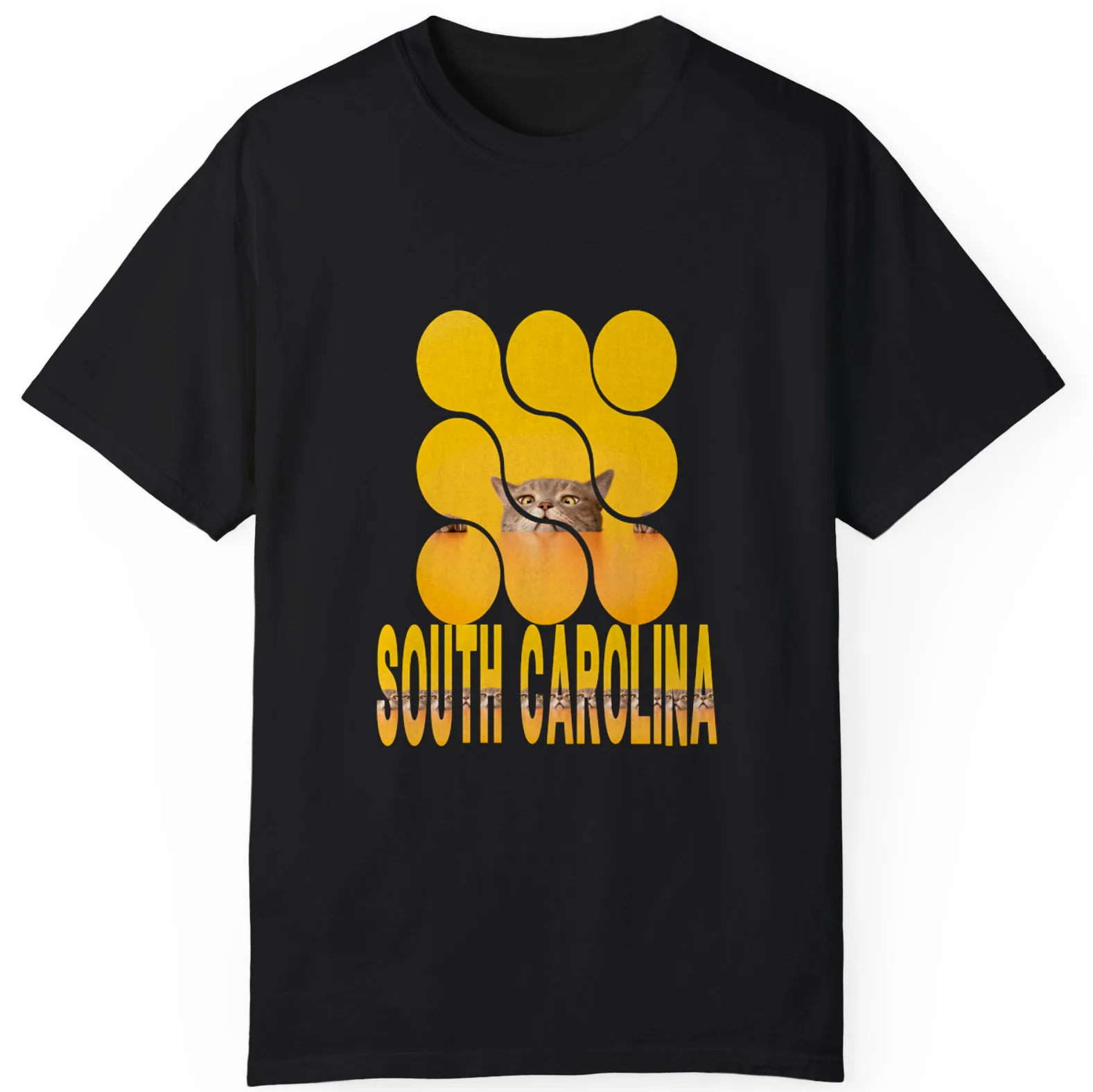 Peeking Cat South Carolina Unisex T-Shirt S-5XL Funny Gift Carolina Day