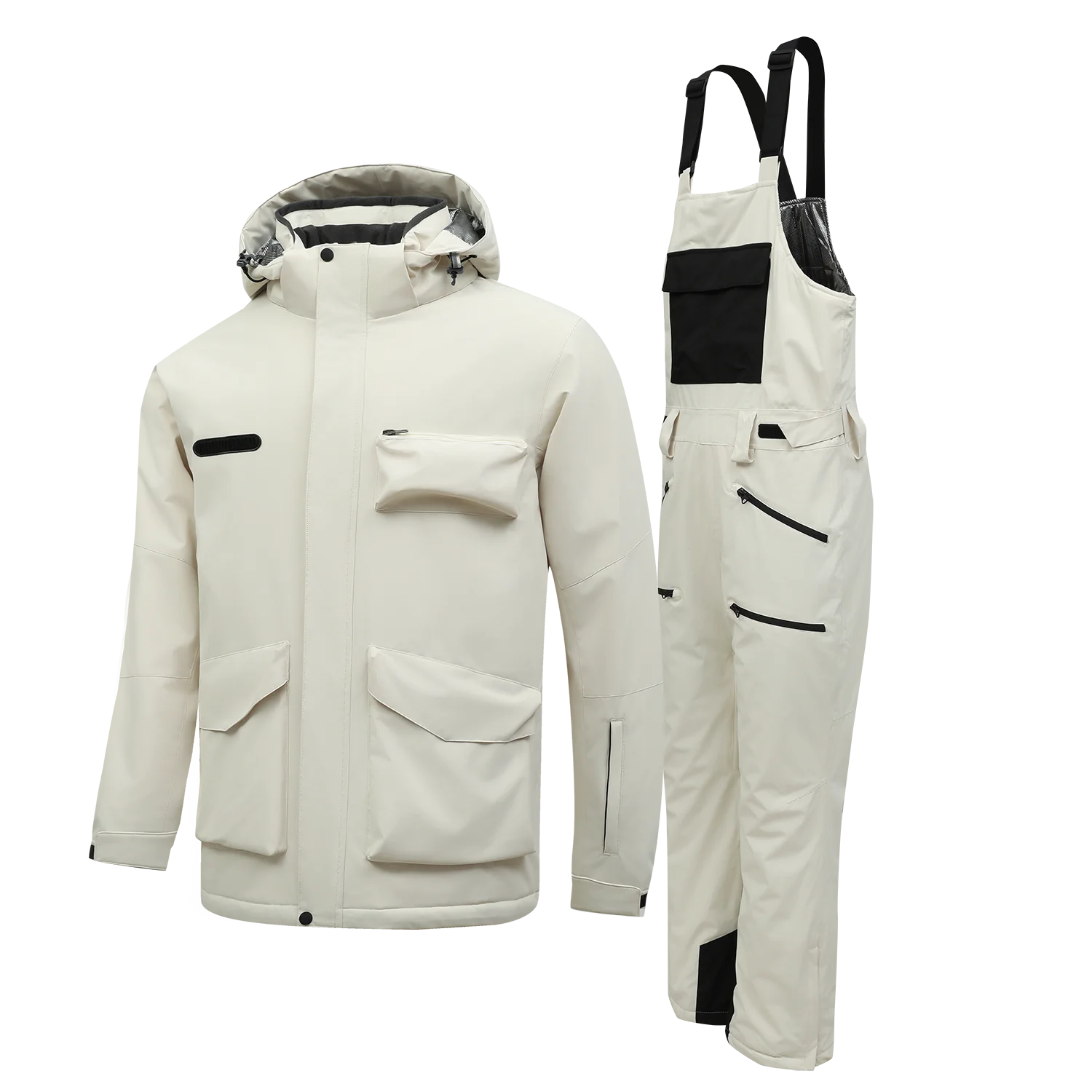 男女兼用防水ジャケットパーカー、冬用オーバーオール、アウトドアスノーウェア、メンズレディース、プラスサイズ、暖かい防風スキースーツ、人気商品