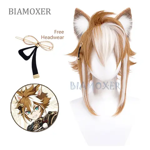 Gorou Render Cosplay Headwear Hair Wig Genshin Impact Hair Clip Hair Pin Anime Hair Band Hair Clap Halloween Costume Accessory