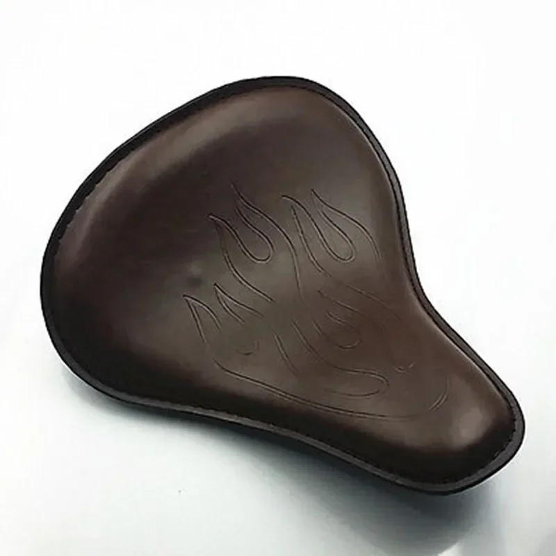 Flame Leather Motorcycle Brown Solo Seat for Harley Honda Kawasaki Suzuki CB Yamaha