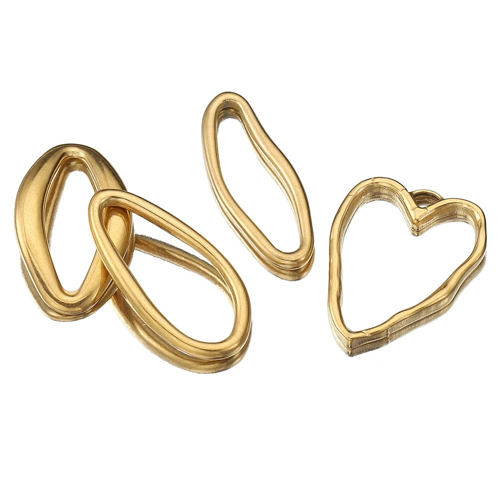 5 pezzi in acciaio inossidabile con castone irregolare, connettori pendenti con ciondoli color oro vuoto per orecchini fai da te, collane, creazione di gioielli