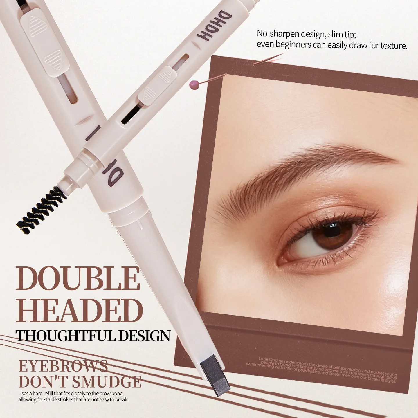Waterproof Eyebrow Pencil For Beginner, Thin Push-core Extremely Fine Double-headed Eyebrow Pencil, Durable And Long Lasting