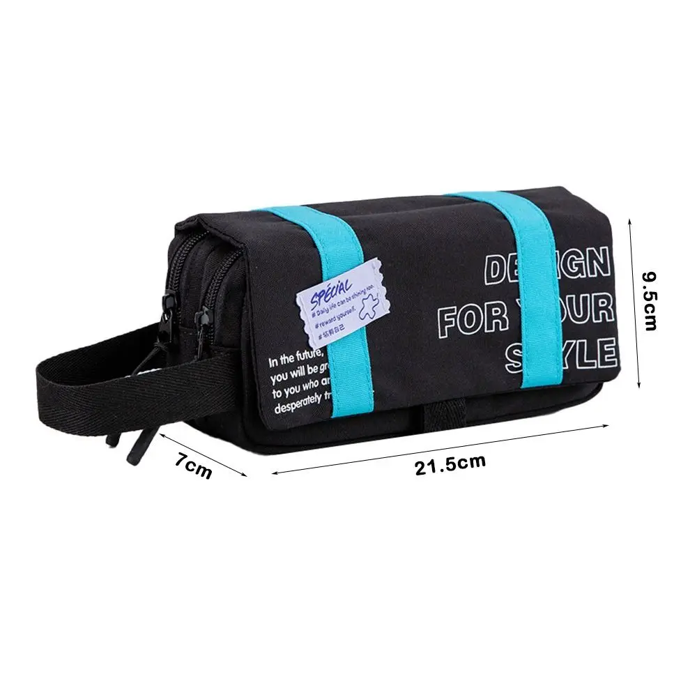 Durable 3 Layers Pencil Case Large Capacity Portable Pen Bag Dirt-proof Letter Printing Pen Case Students