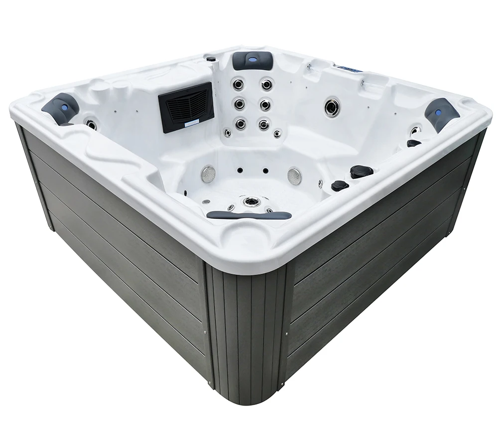 Massage Whirlpool Spa, 7 Person Acrylic Hot Tub, Balboa Control System, Freestanding Jacuzzi, 2150 x 2150 x 950 mm Outdoor Spa