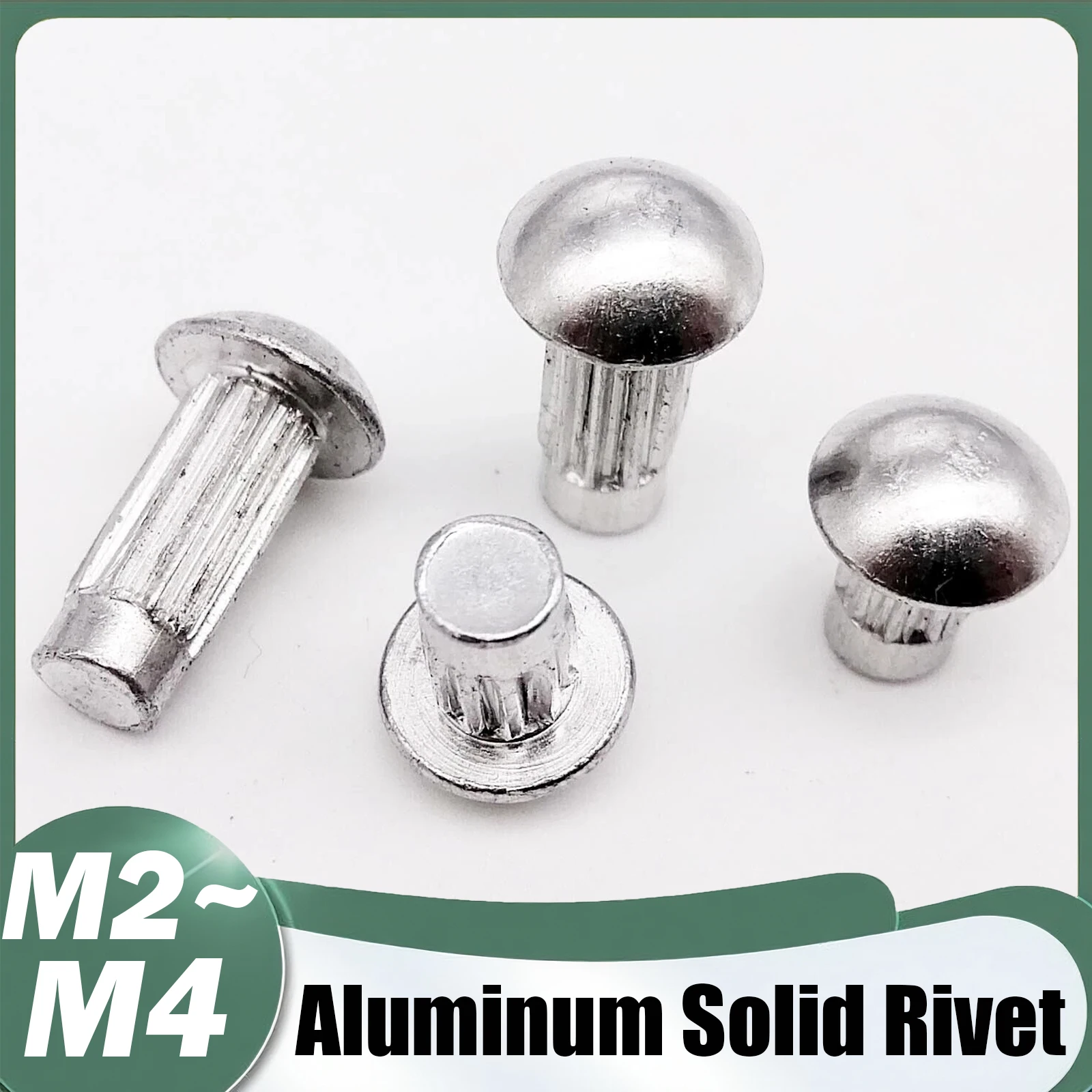 200pcs M2 M2.5 M3 M4 GB827 Aluminum Button Round Head Knurled Shank Solid Rivet for Label Name Plate Diameter 2mm 2.5mm 3mm 4mm