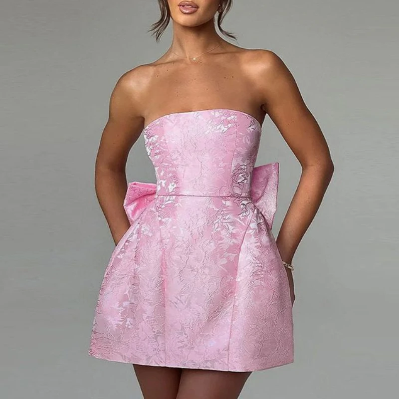 

Bow Tie Dress Sweet and Fresh Sleeveless Skirt 2025 Spring and Summer Party Women's Dress