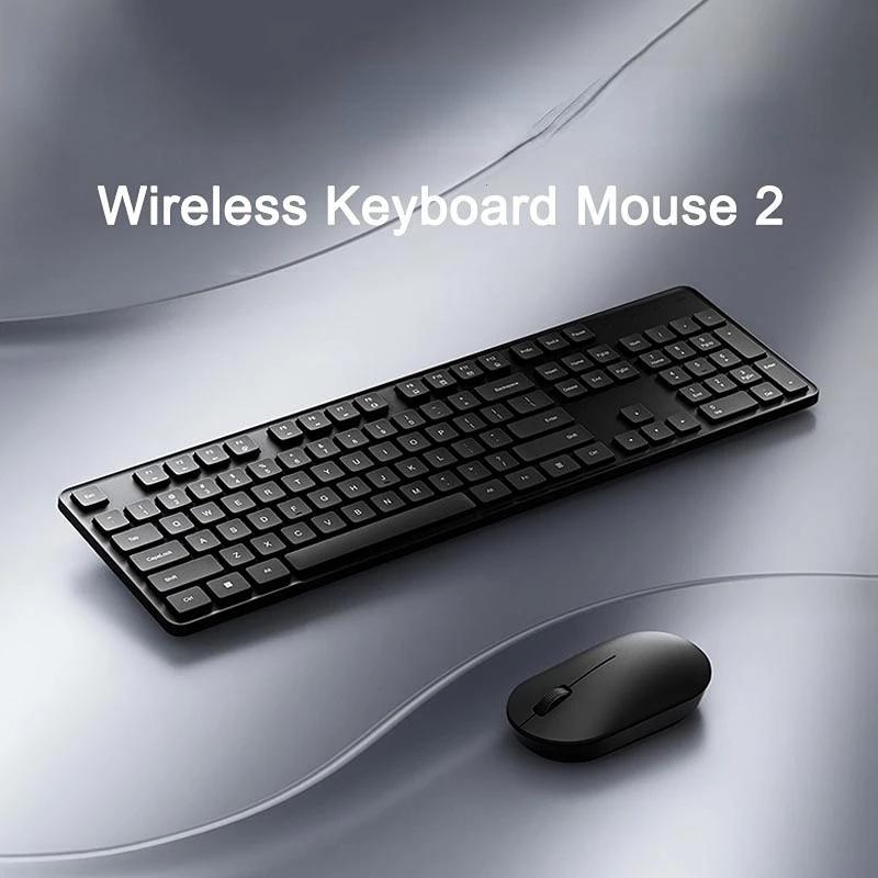 Xiaomi 2023 Keyboard Mouse Set 2 for Office Computer 2.4GHz Wireless Portable Black Minimalist 104 Keys USB Thin Keyboards