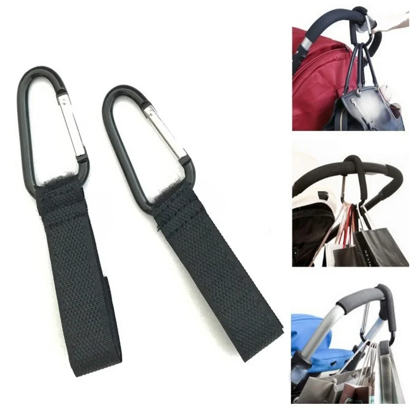 2pcs Black Baby Stroller Hooks for Hanging Multipurpose Stroller Straps with Durable and Stylish Stroller Clips for Diaper Bags