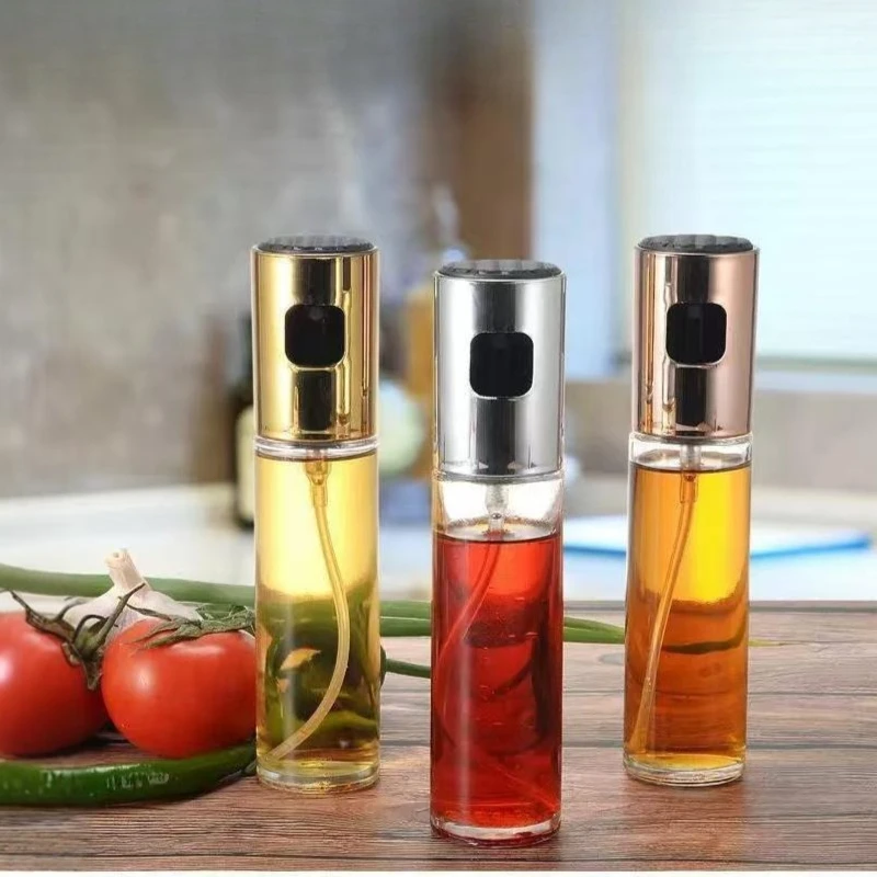 New Press Type Glass Oil Sprayer for Cooking Olive Spray Mister for Salad BBQ Kitchen Baking Empty Vinegar Bottle
