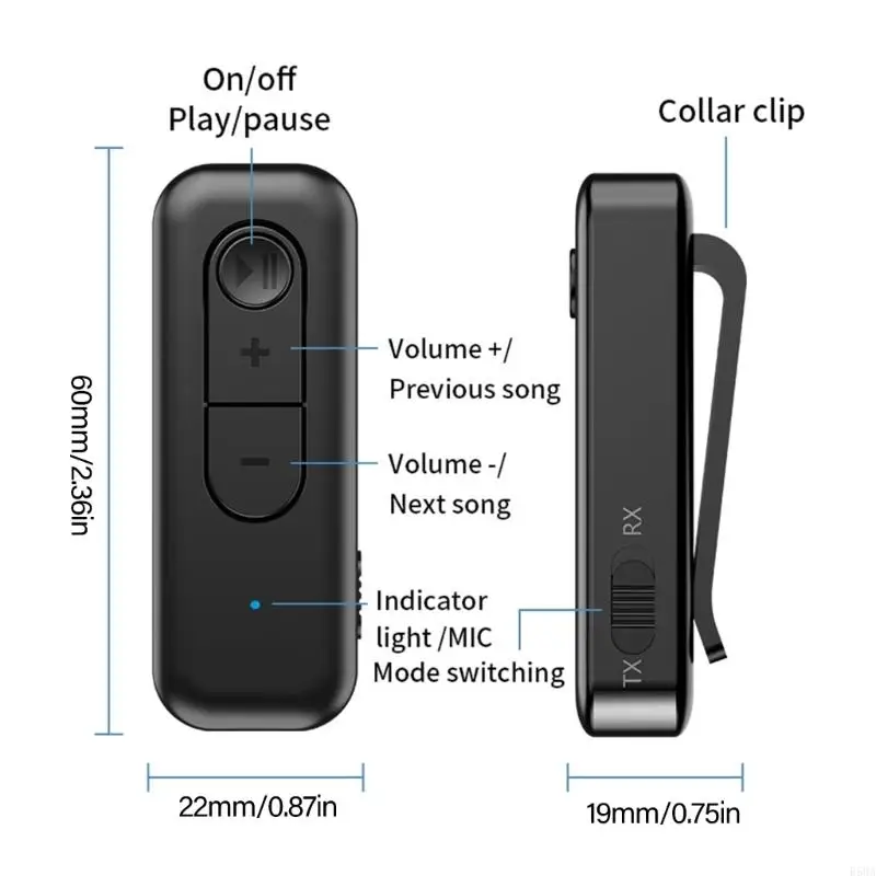 1200Mbps Bluetooth-compatible 5.3 Transmitter Receiver for Multiple Device Enhanced Sound in Auditory Equipment 2400Mhz R58A