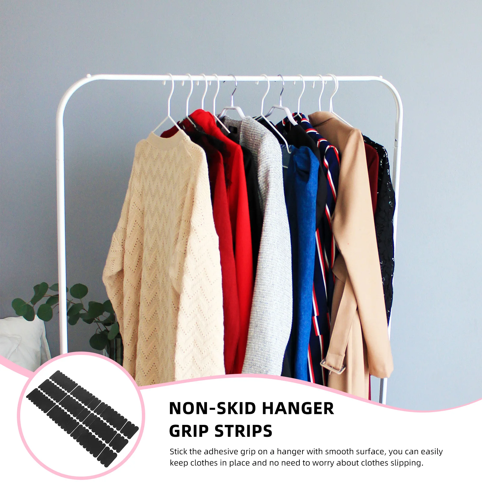 

100pcs Anti-Slip Adhesive Strips for Wooden Hangers Heavy Duty Non-Skid Grips Hanging Clothes Hanger Grip Strips Clothing Store