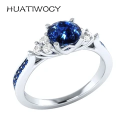Classic Silver 925 Jewelry Ring Accessories with Zircon Gemstone Finger Rings for Women Wedding Party Promise Gifts Wholesale