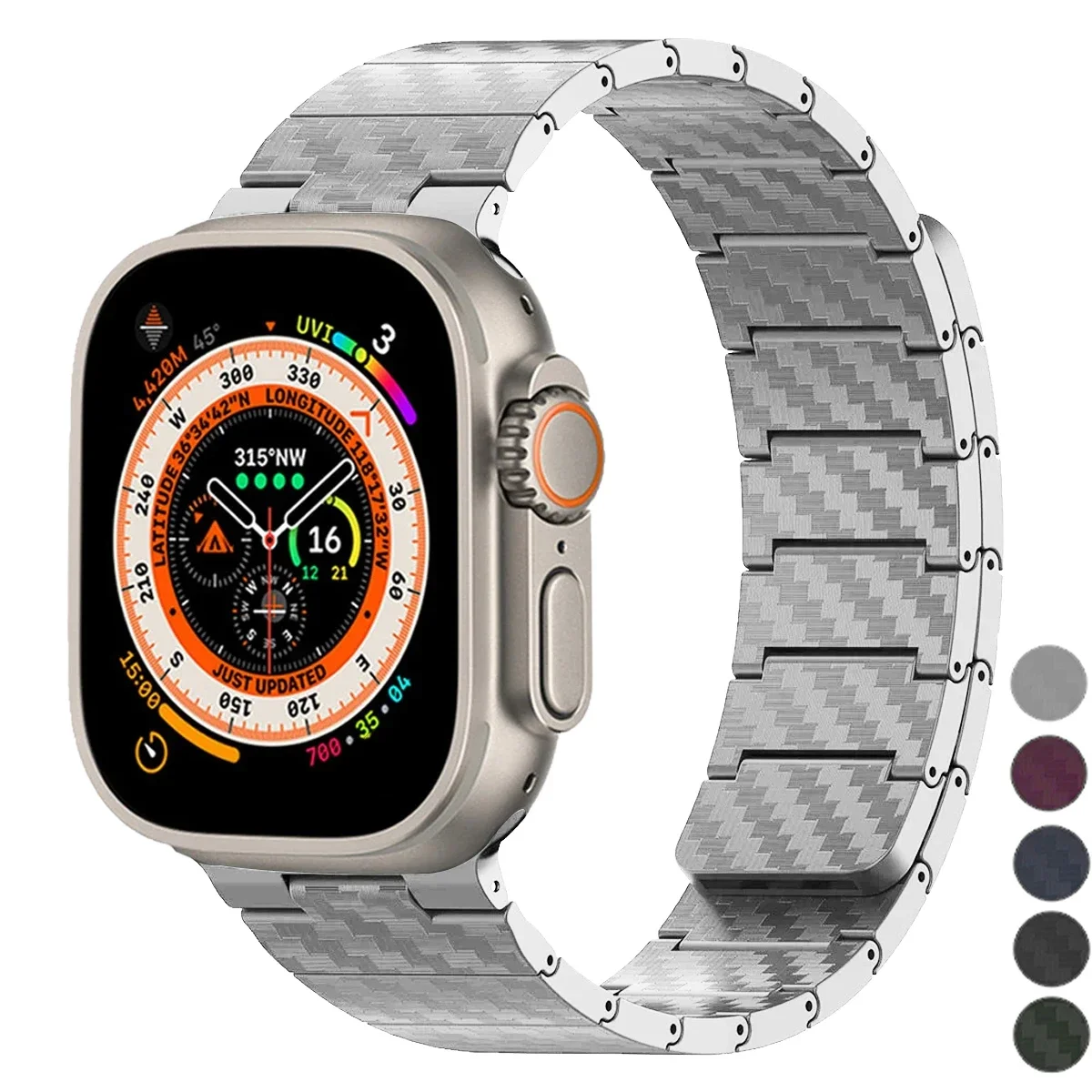 Apple Watch用カーボンファイバーブレスレット,Apple Watch用スポーツアクセサリー,ウルトラ2,49mm, 45mm, 42mm, 44mm, 40mm, 41mm,シリーズ9,8,7 6、5、se、4