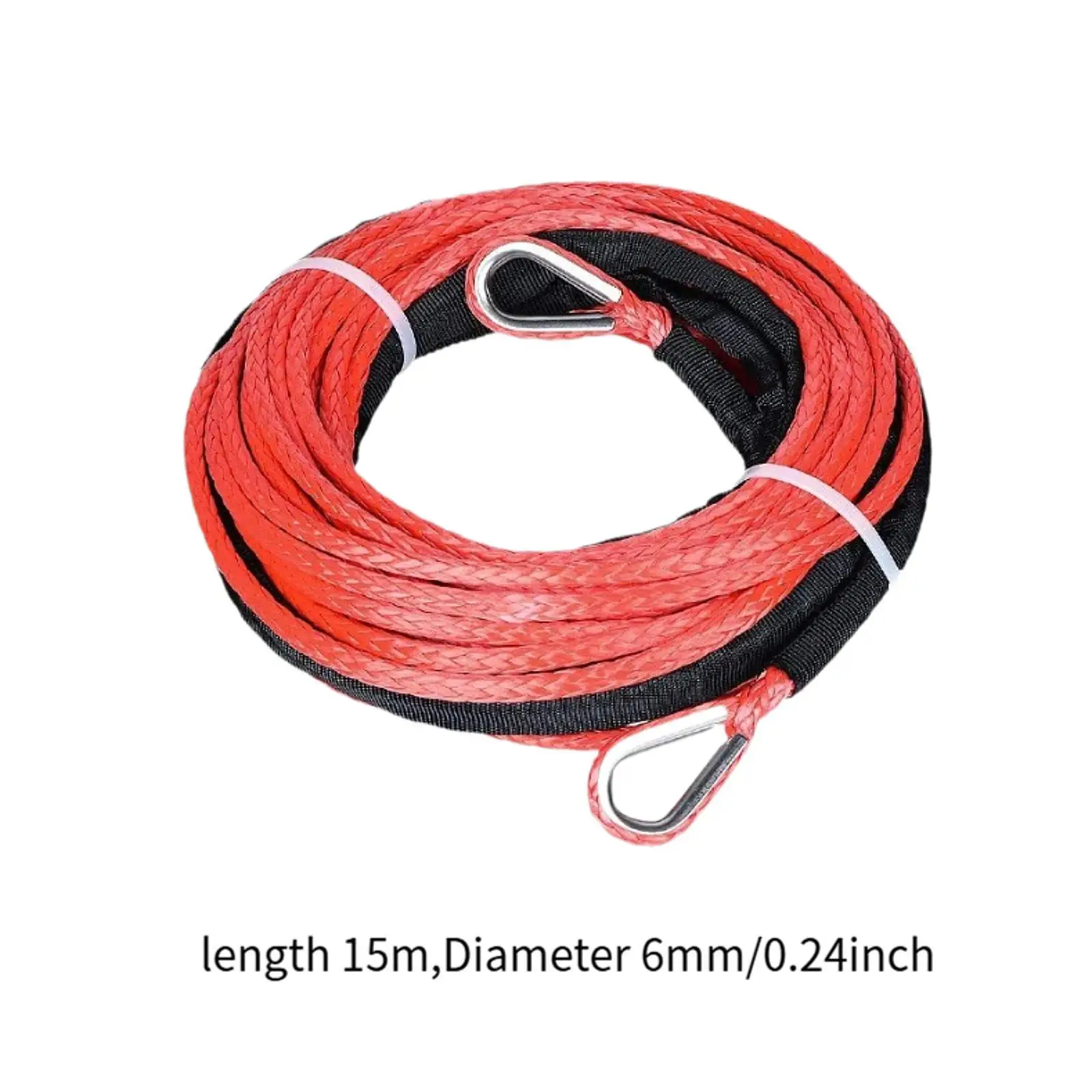 وصلة حبل ونش 50 قدم × 1/4 بوصة خفيفة الوزن وقوية مع أكمام واقية