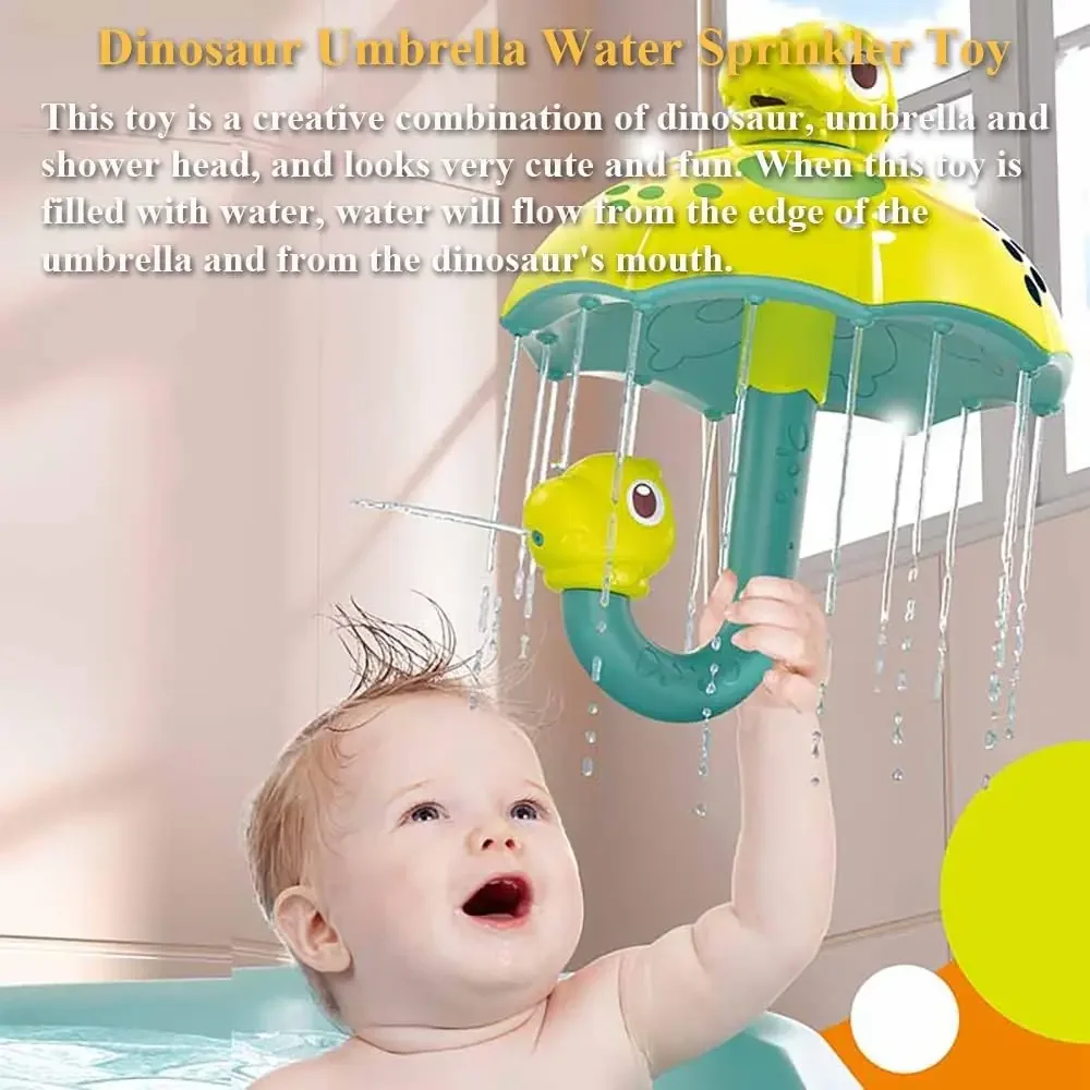 Creative Baby Bath Toy Dinosaur Umbrella Water Sprinkler Shower Head Bathtub Rain Toy Spray Water Tub Toy with Turnable For Kids