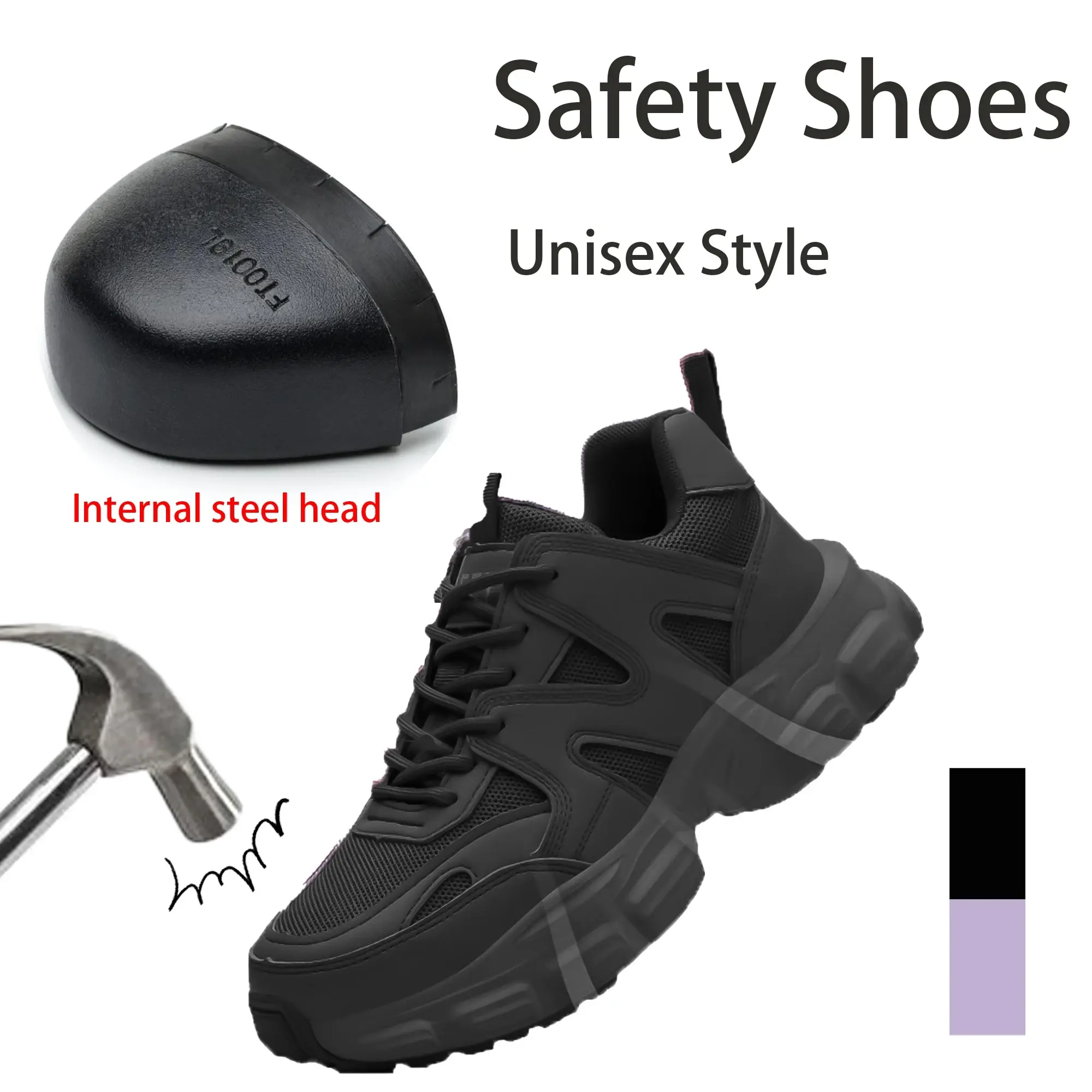 Men Women Labor Protection Shoes Anti Smashing Piercing Lightweight Steel Head Construction Site Welder Safety Protection Shoes